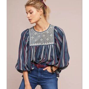 Anthropologie Kopal Zeenat Peasant Top Blouse Shirt XS